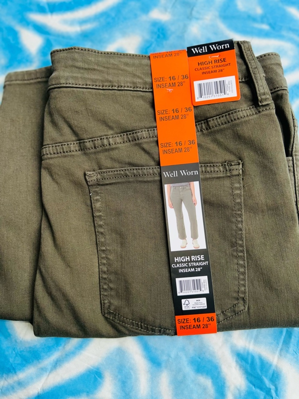 Well Worn Olive Green Straight Leg Jeans